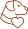 dog head with a heart